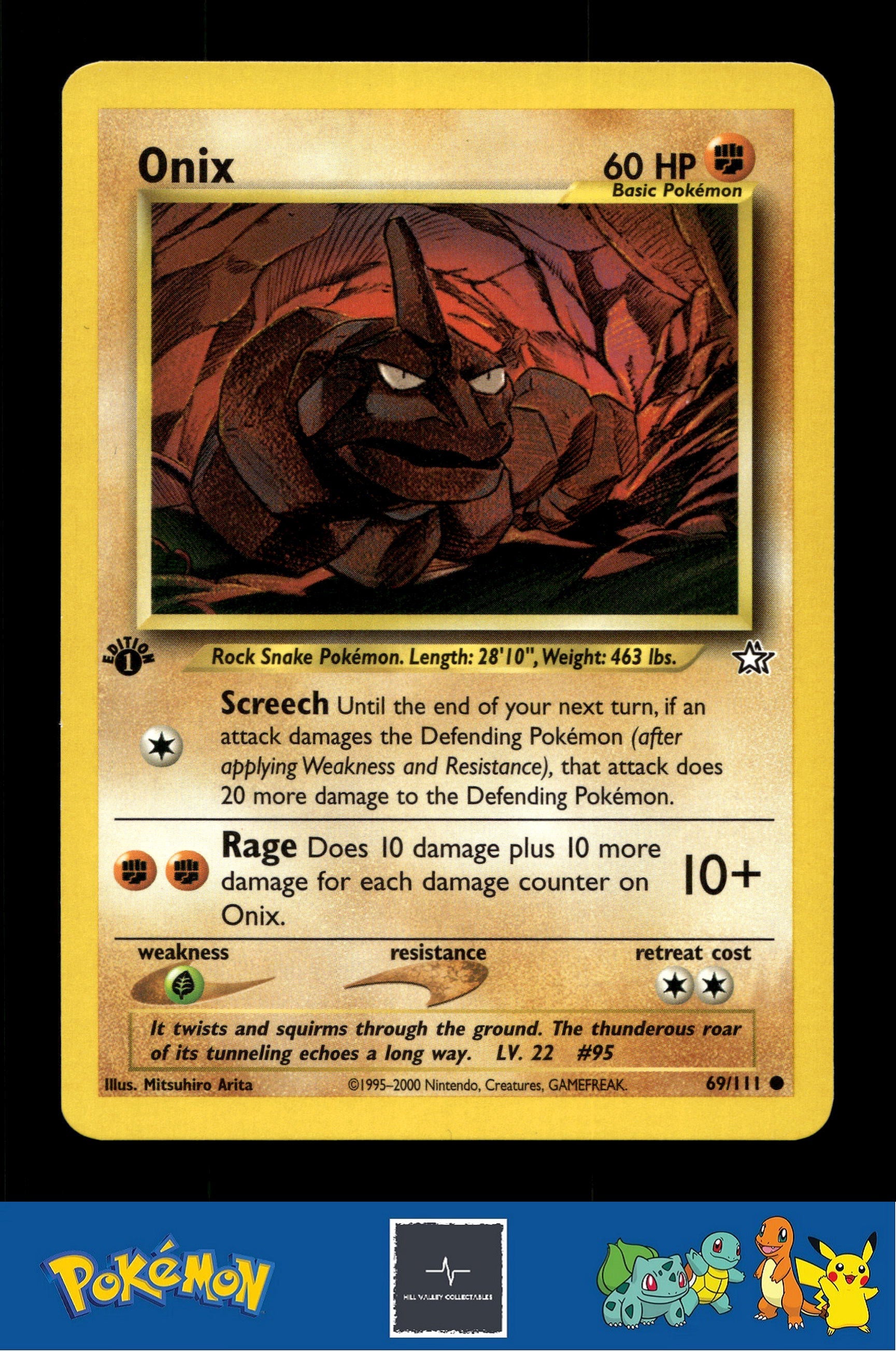 2000 Pokemon WotC Neo Genesis 69/111 Onix (Arita) 1st Ed