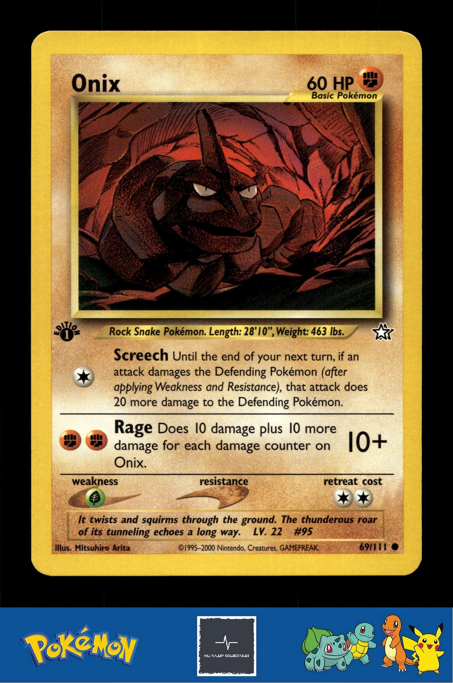 2000 Pokemon WotC Neo Genesis 69/111 Onix (Arita) 1st Ed