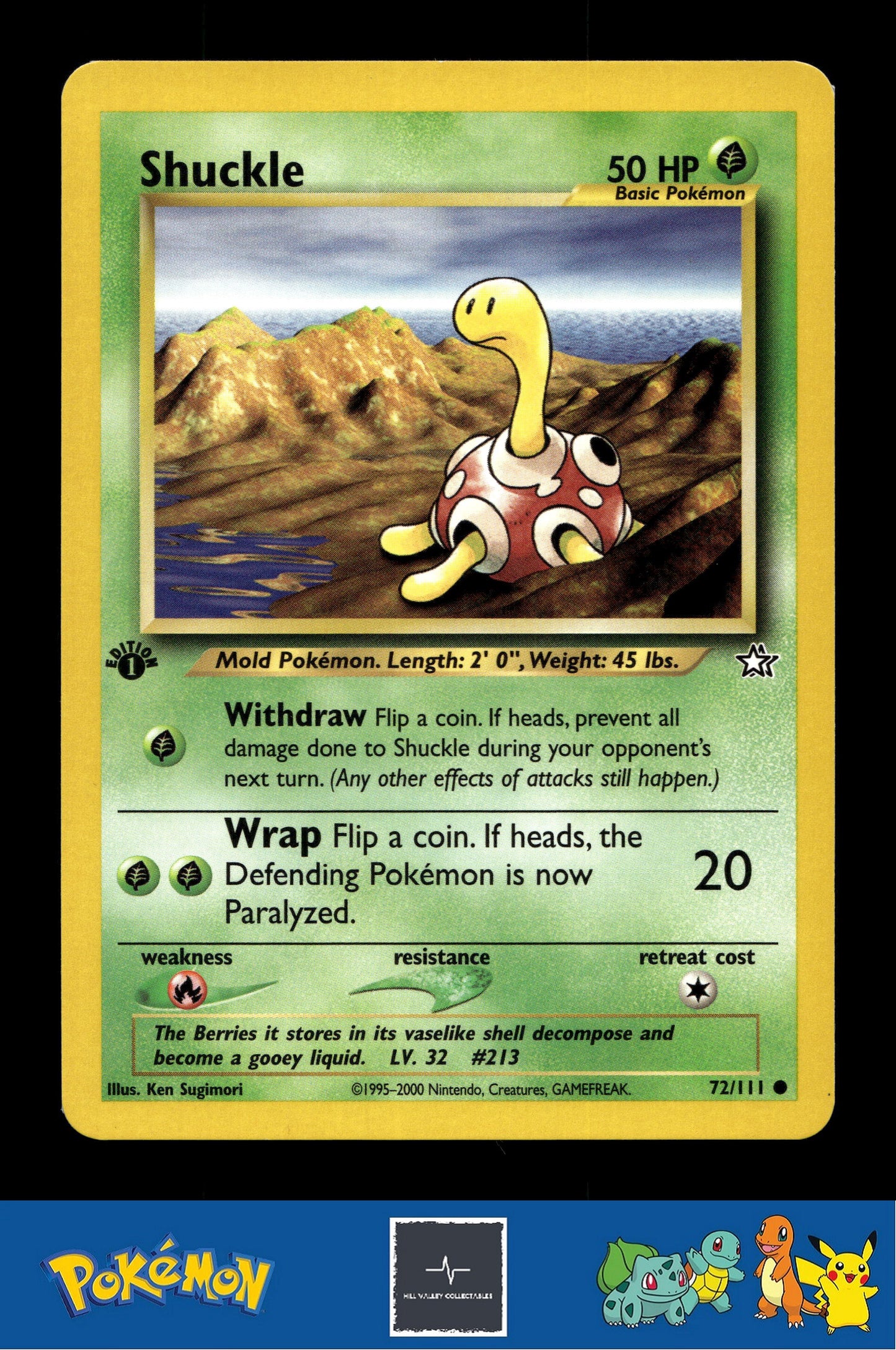 2000 Pokemon WotC Neo Genesis 72/111 Shuckle (Sugimori) 1st Ed