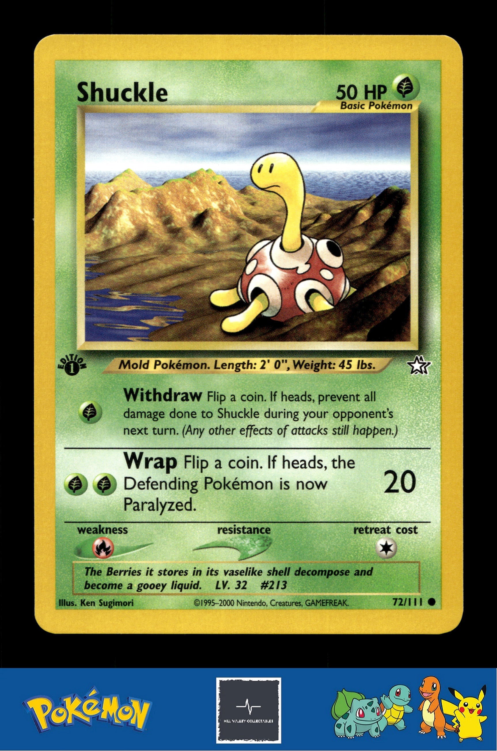 2000 Pokemon WotC Neo Genesis 72/111 Shuckle (Sugimori) 1st Ed