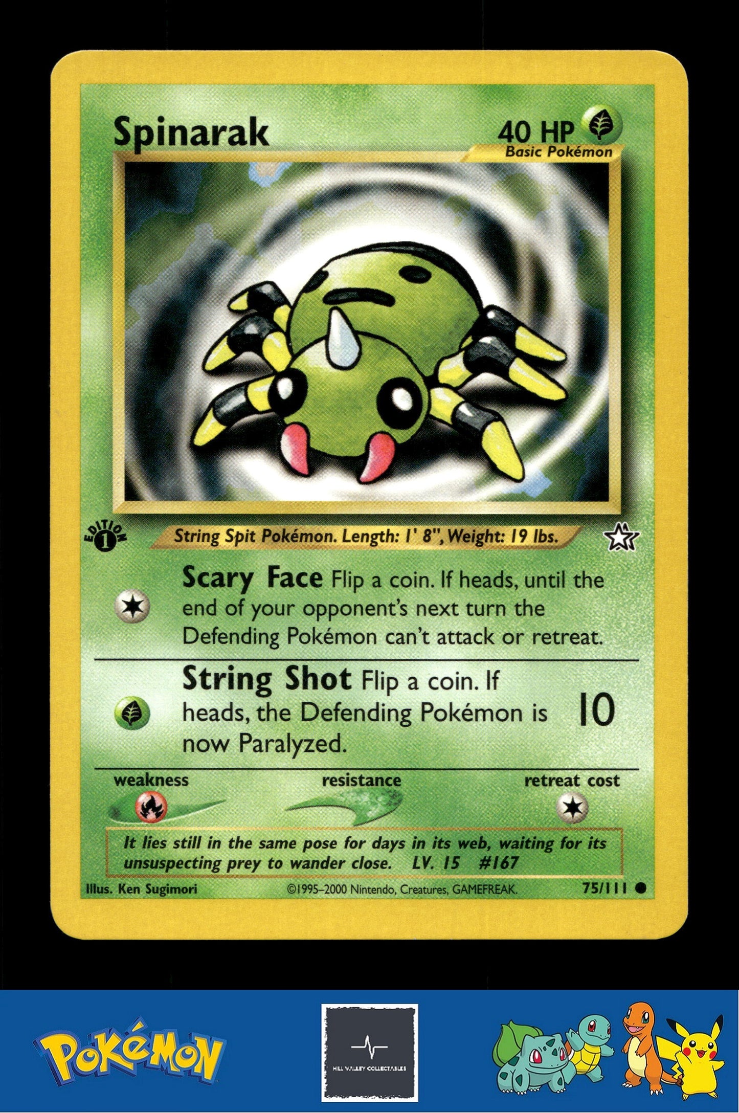 2000 Pokemon WotC Neo Genesis 75/111 Spinarak (Sugimori) 1st Ed