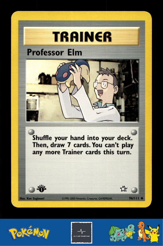 2000 Pokemon WotC Neo Genesis 96/111 Professor Elm (Sugimori) 1st Ed