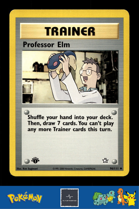 2000 Pokemon WotC Neo Genesis 96/111 Professor Elm (Sugimori) 1st Ed