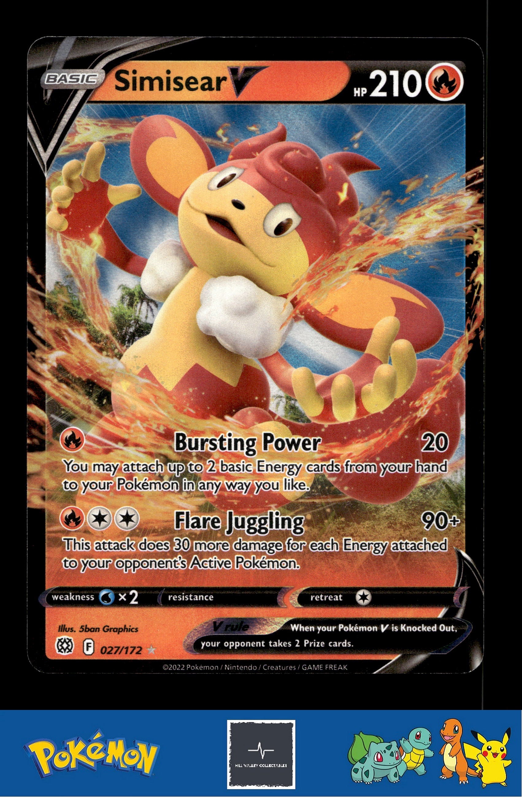 2021 Pokemon SWSH Brilliant Stars 027/172 Simisear V – Hill Valley Collectables