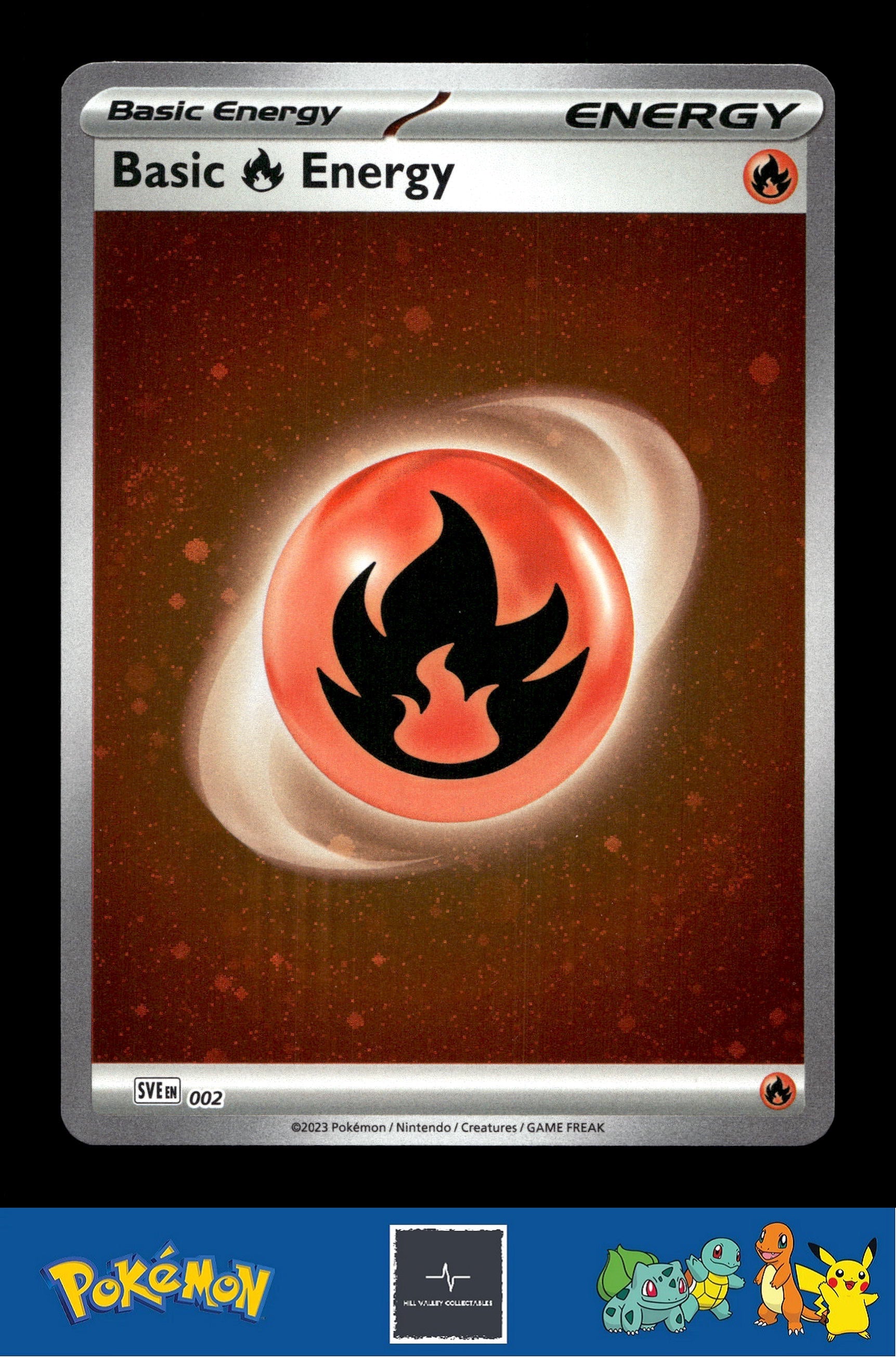 2023 Pokemon SVIen 151 Cosmos Holo 002 Basic Fire Energy 2 SWIRLS