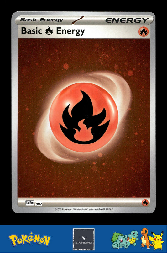 2023 Pokemon SVIen 151 Cosmos Holo 002 Basic Fire Energy 2 SWIRLS