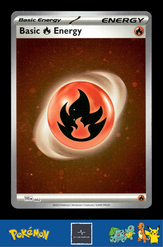 2023 Pokemon SVIen 151 Cosmos Holo 002 Basic Fire Energy 3 SWIRLS