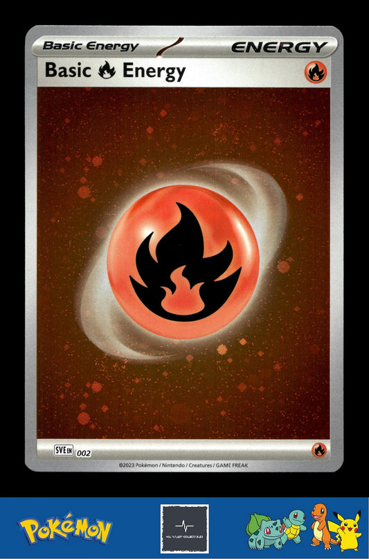 2023 Pokemon SVIen 151 Cosmos Holo 002 Basic Fire Energy 2 SWIRLS