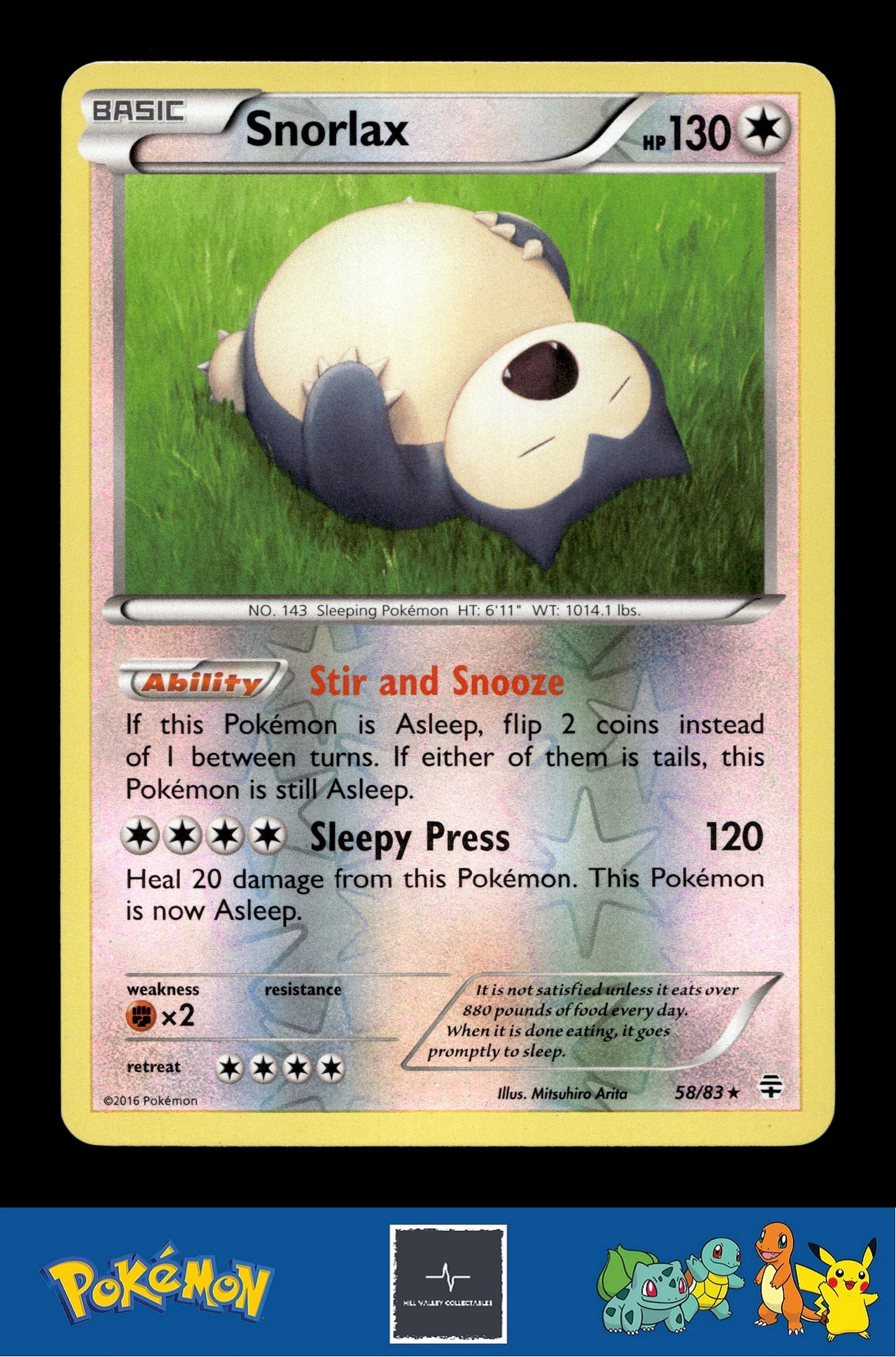 2016 Pokemon XY Generations 20th 58/83 Snorlax Reverse