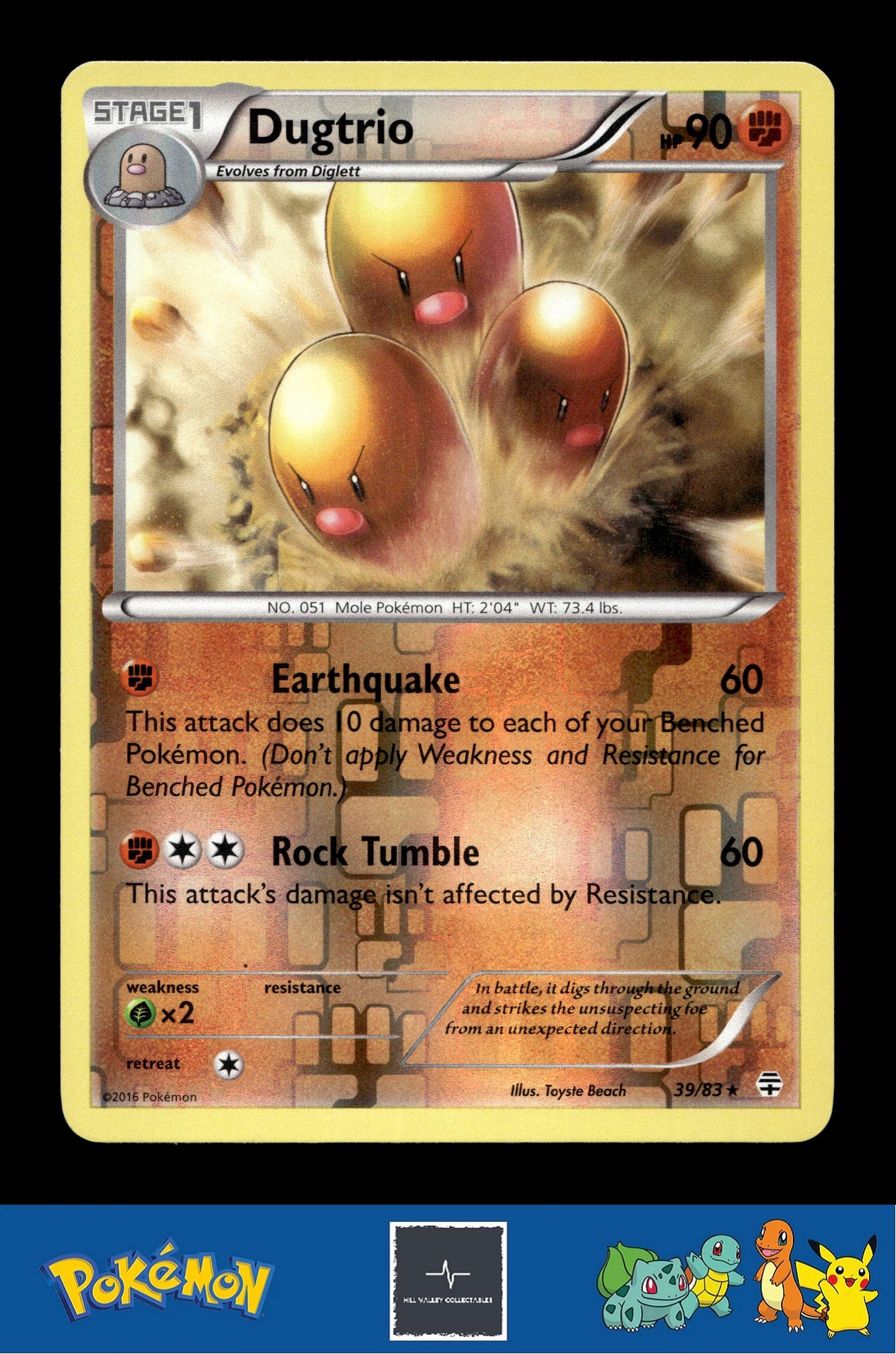 2016 Pokemon XY Generations 20th 39/83 Dugtrio Reverse