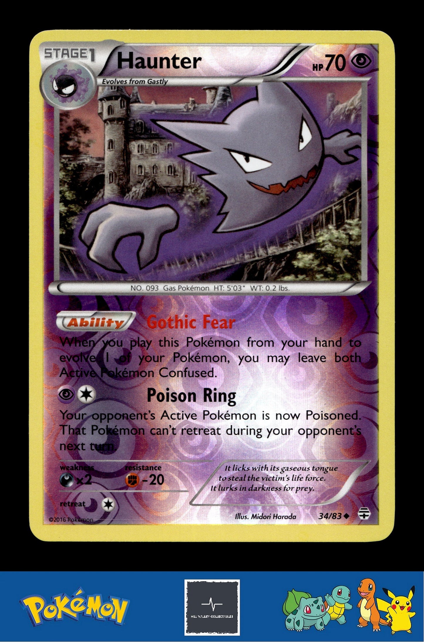 2016 Pokemon XY Generations 20th 34/83 Haunter Reverse