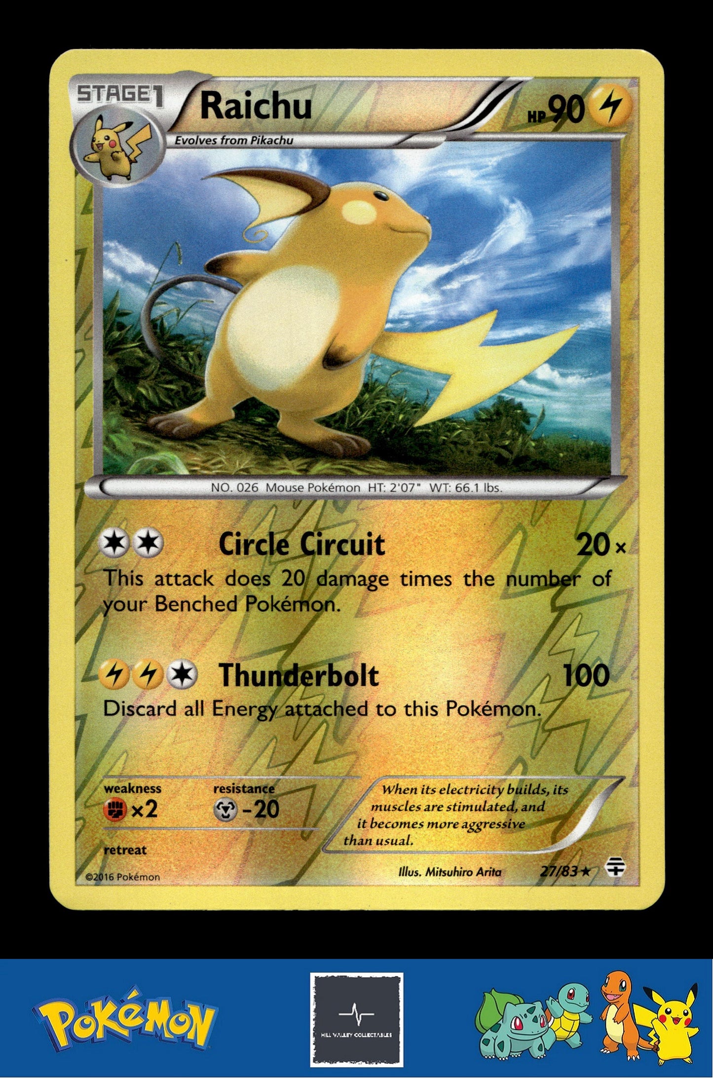 2016 Pokemon XY Generations 20th 27/83 Raichu (Arita) Reverse