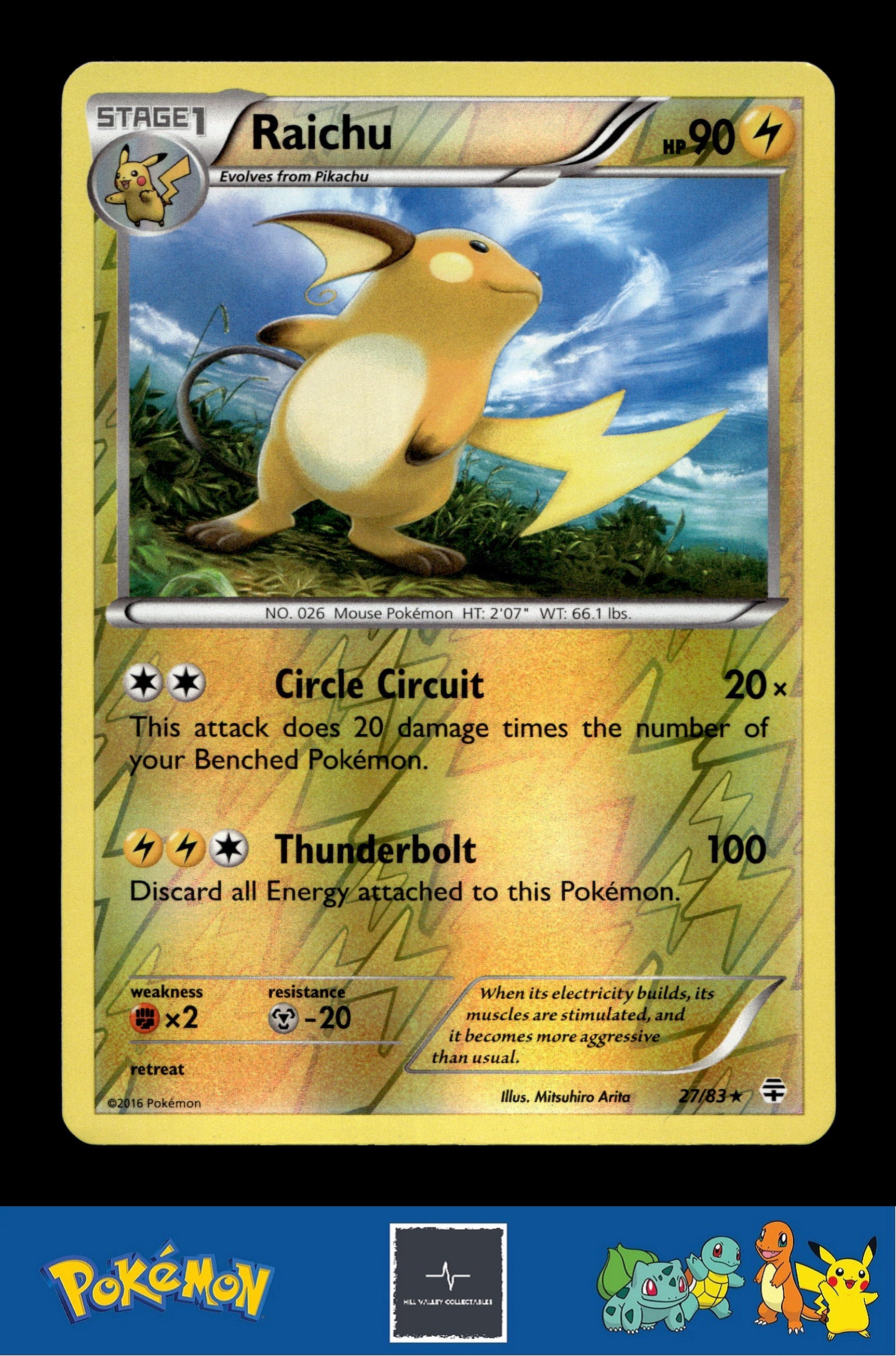 2016 Pokemon XY Generations 20th 27/83 Raichu (Arita) Reverse