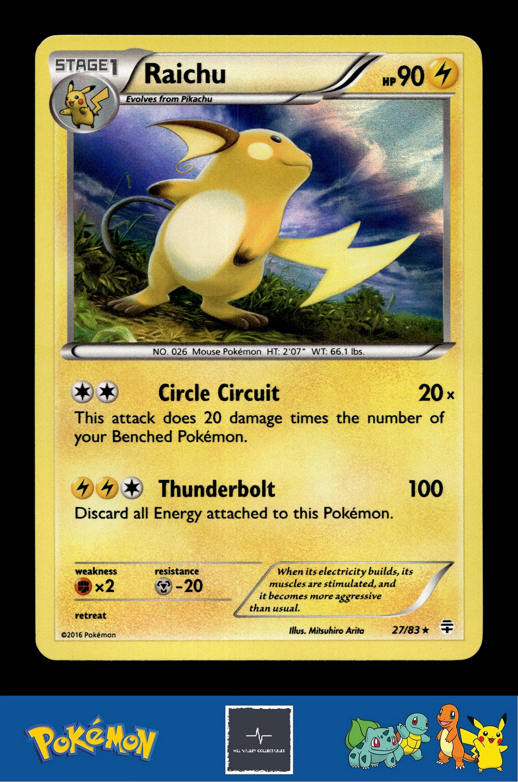 2016 Pokemon XY Generations 20th 27/83 Raichu (Arita) Holo