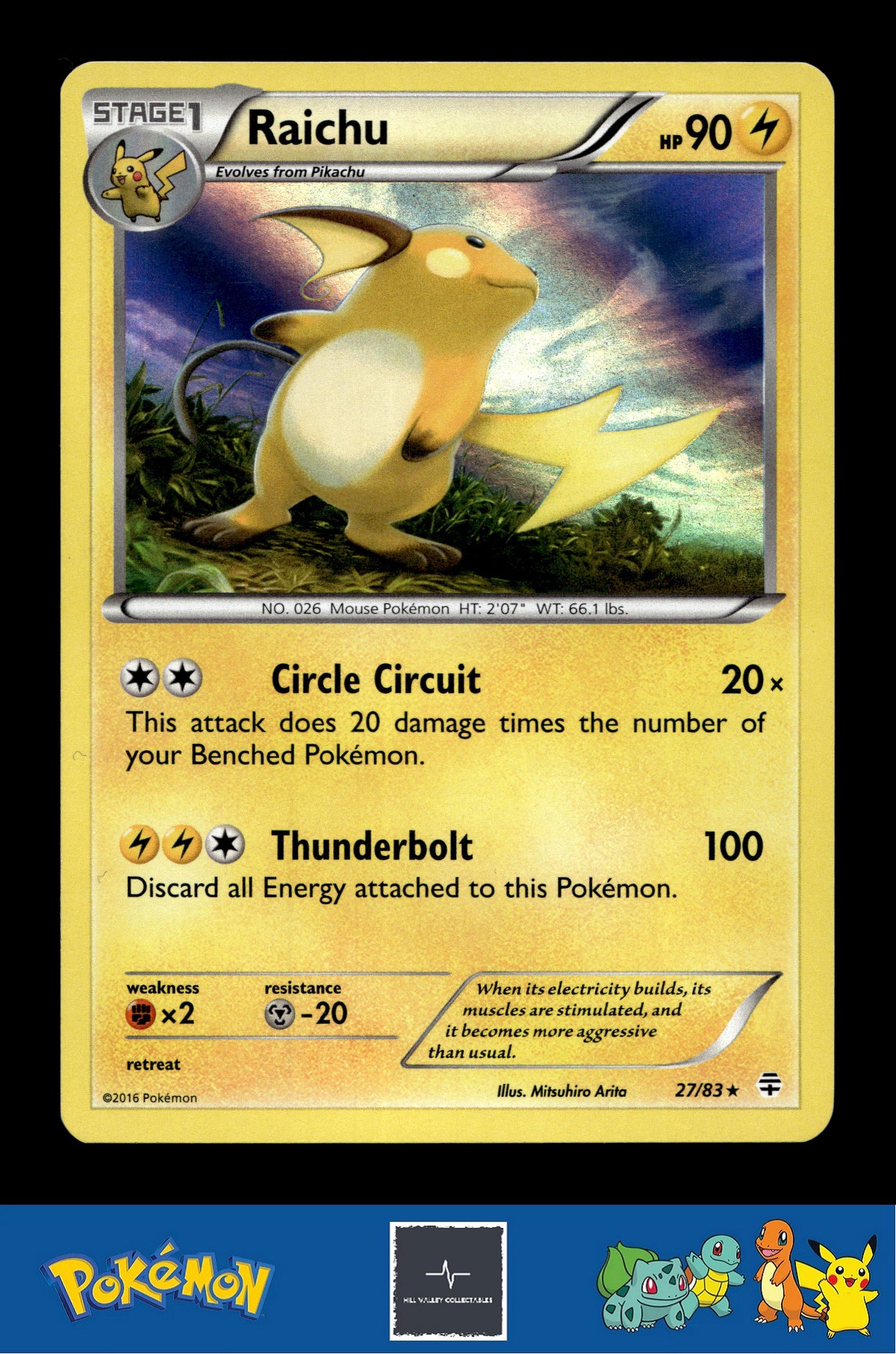 2016 Pokemon XY Generations 20th 27/83 Raichu (Arita) Holo