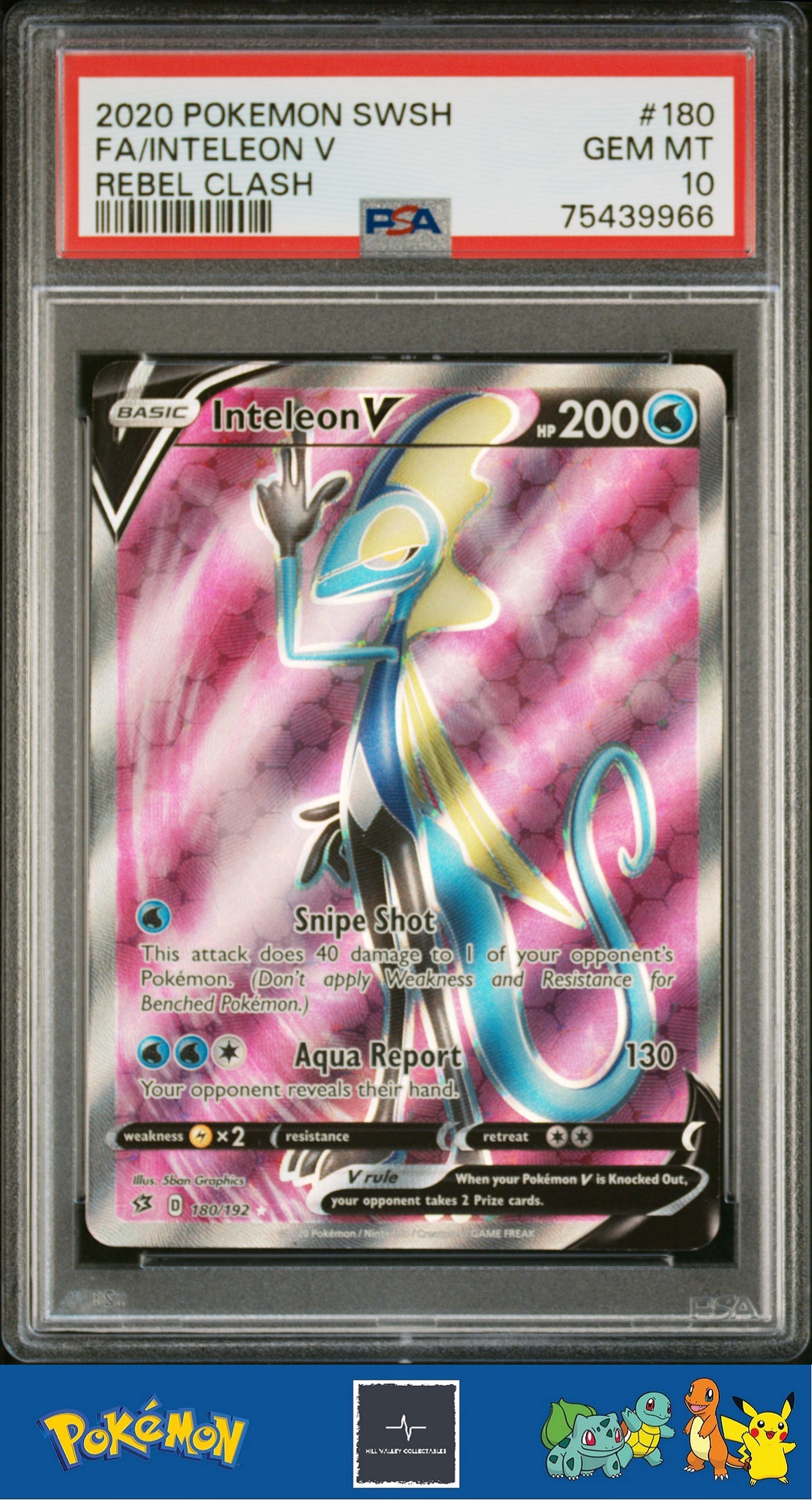 2020 Pokemon SWSH Rebel Clash 180/182 Inteleon V PSA 10