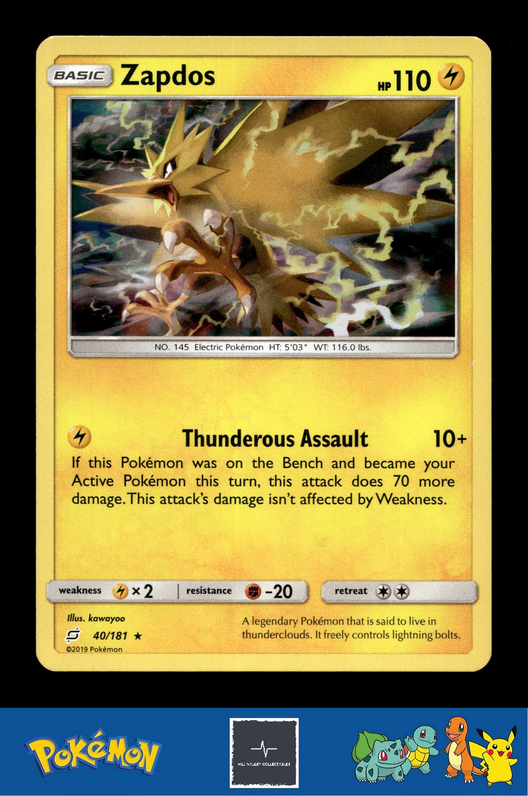 2019 Pokemon SM Team Up 40/181 Zapdos Holo