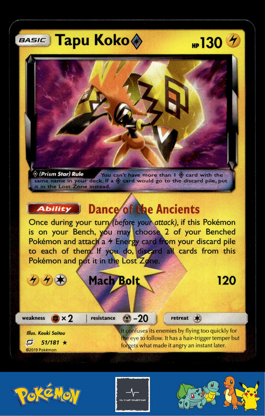 2019 Pokemon SM Team Up 51/181 Tapu Koko Prism Star