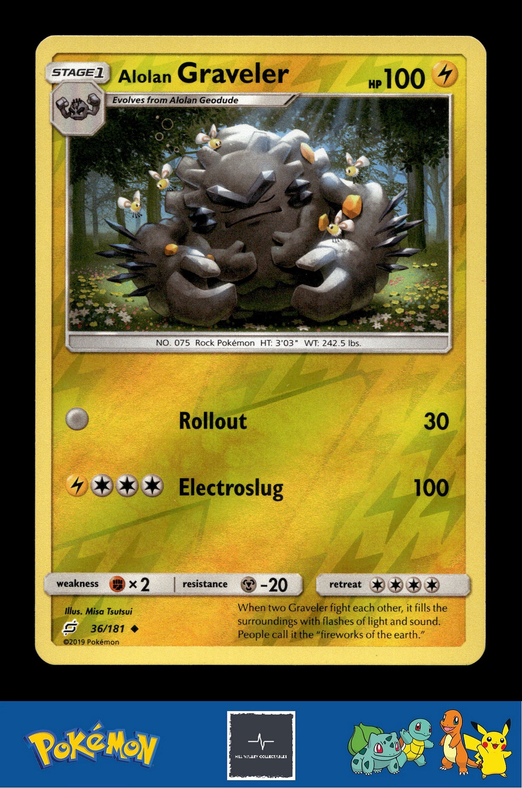 2019 Pokemon SM Team Up 36/181 Alolan Graveler Reverse