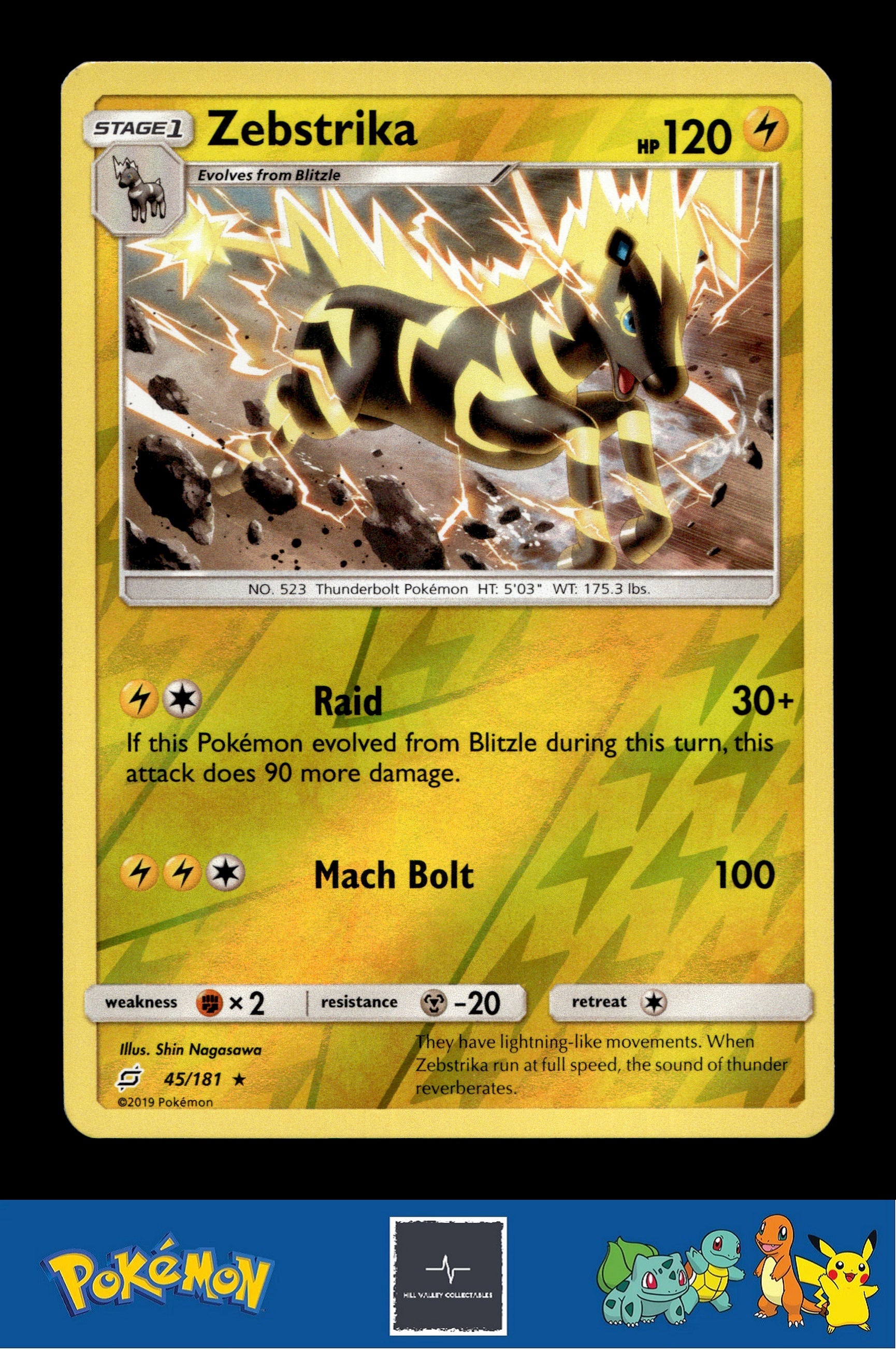 2019 Pokemon SM Team Up 45/181 Zebstrika Reverse
