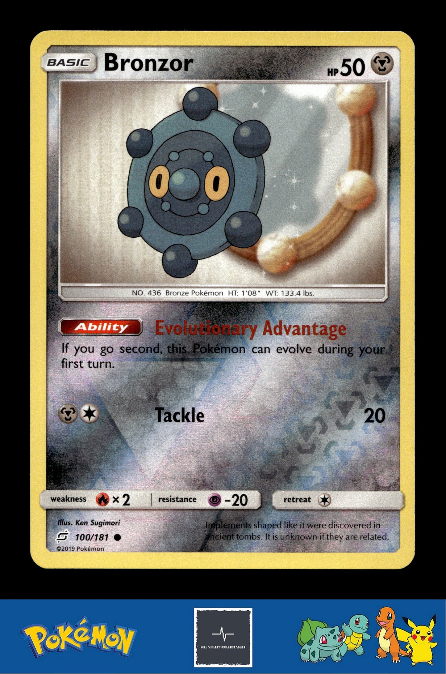 2019 Pokemon SM Team Up 100/181 Bronzor (Sugimori) Reverse