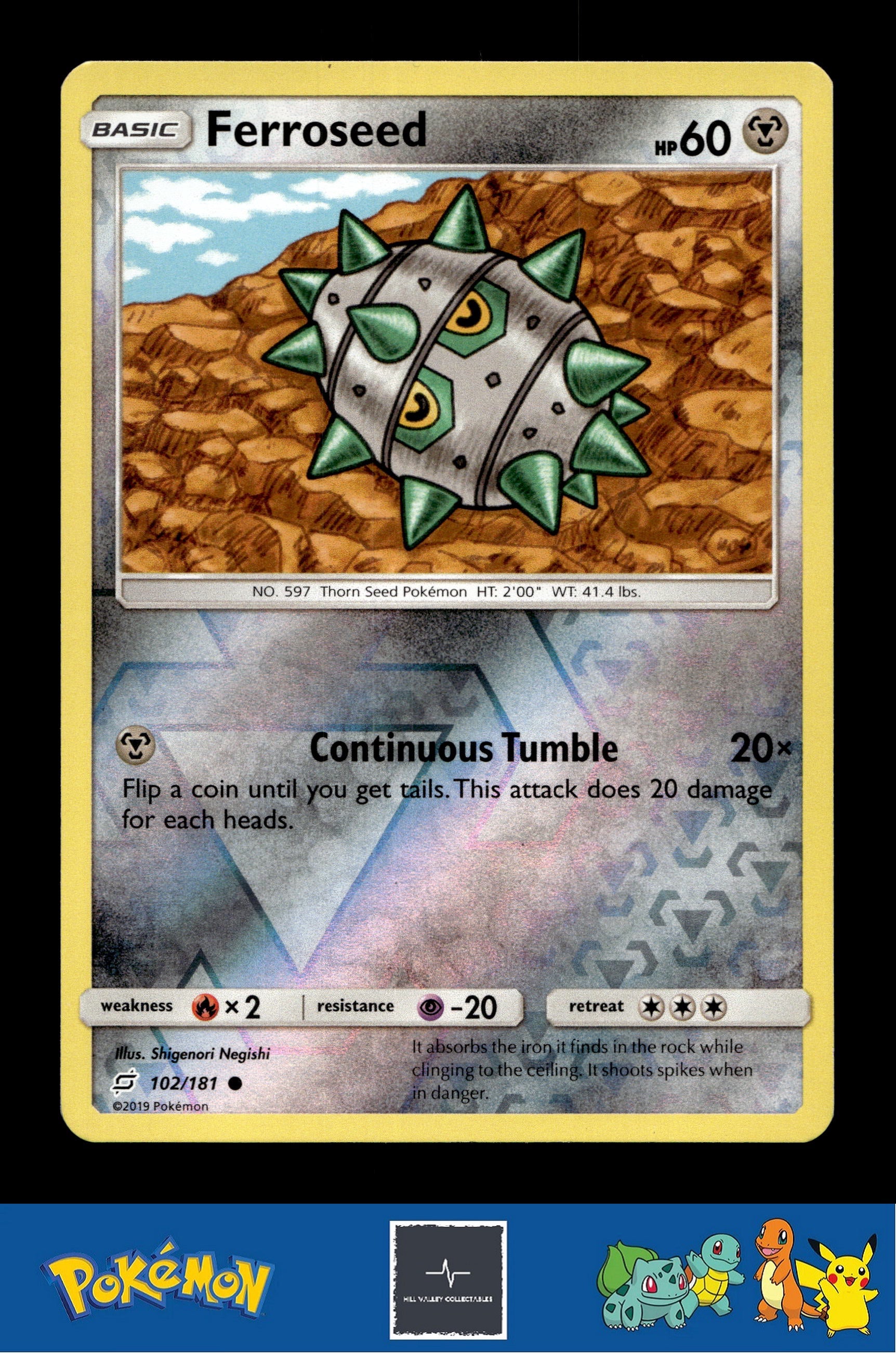 2019 Pokemon SM Team Up 102/181 Ferroseed Reverse