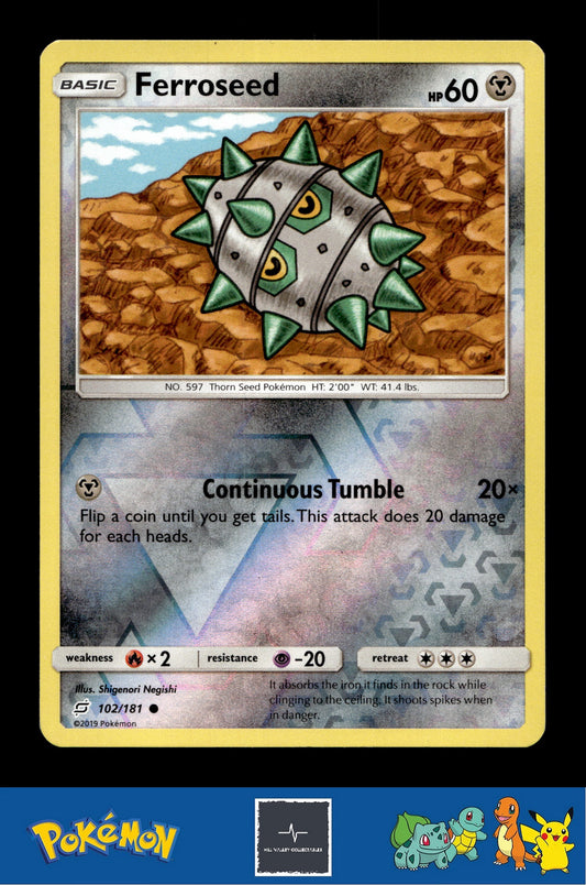 2019 Pokemon SM Team Up 102/181 Ferroseed Reverse