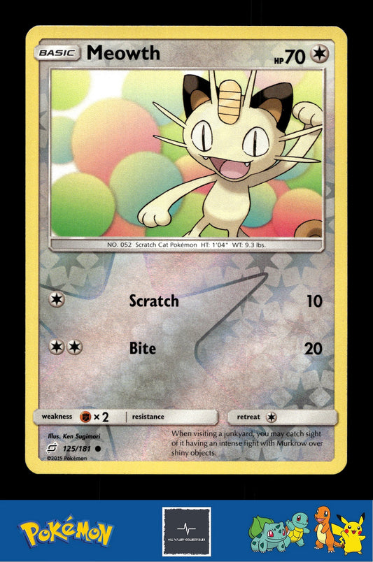 2019 Pokemon SM Team Up 125/181 Meowth (Sugimori) Reverse