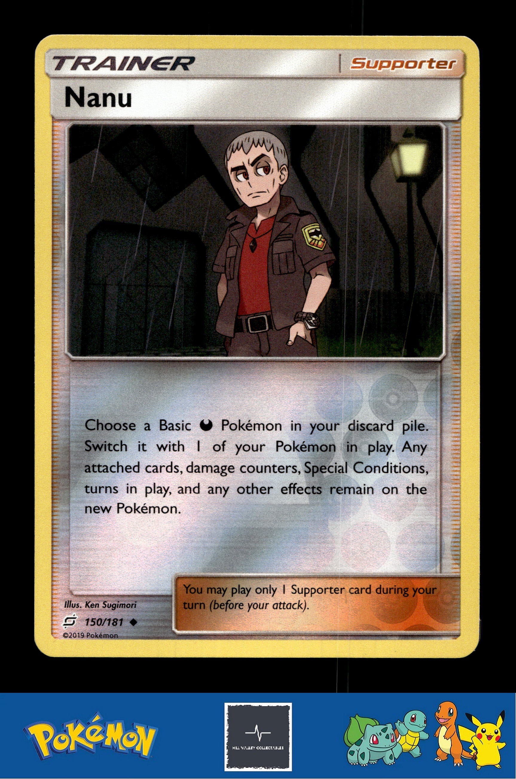 2019 Pokemon SM Team Up 150/181 Nanu (Sugimori) Reverse