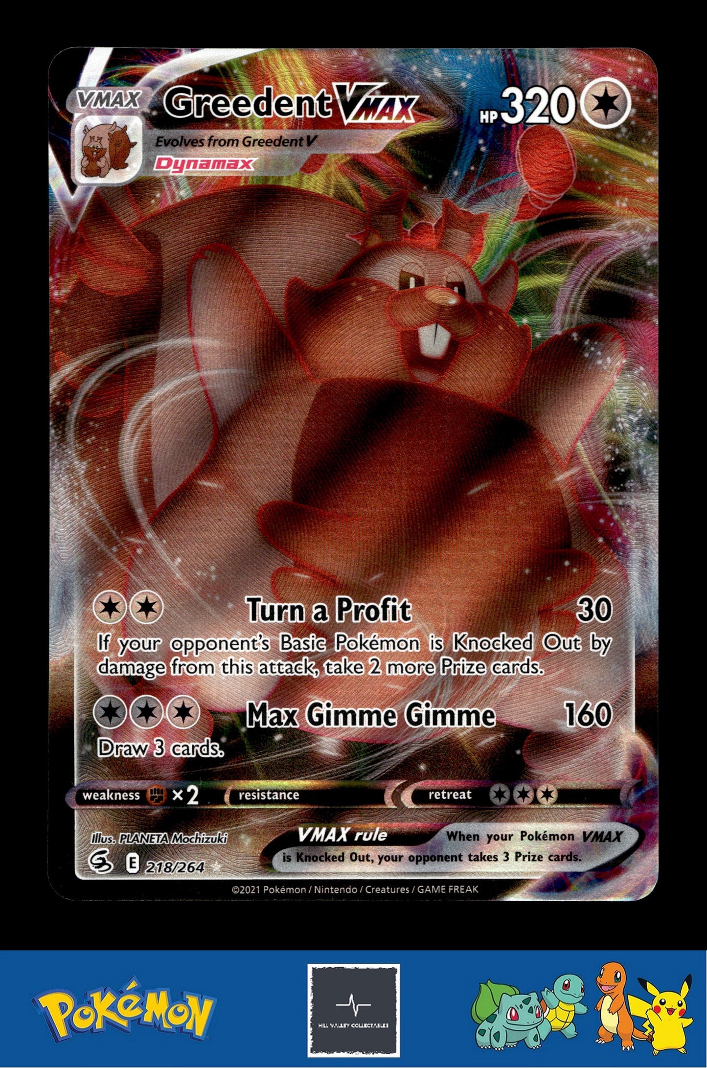 2021 Pokemon SWSH Fusion Strike 218/264 Greedent VMAX