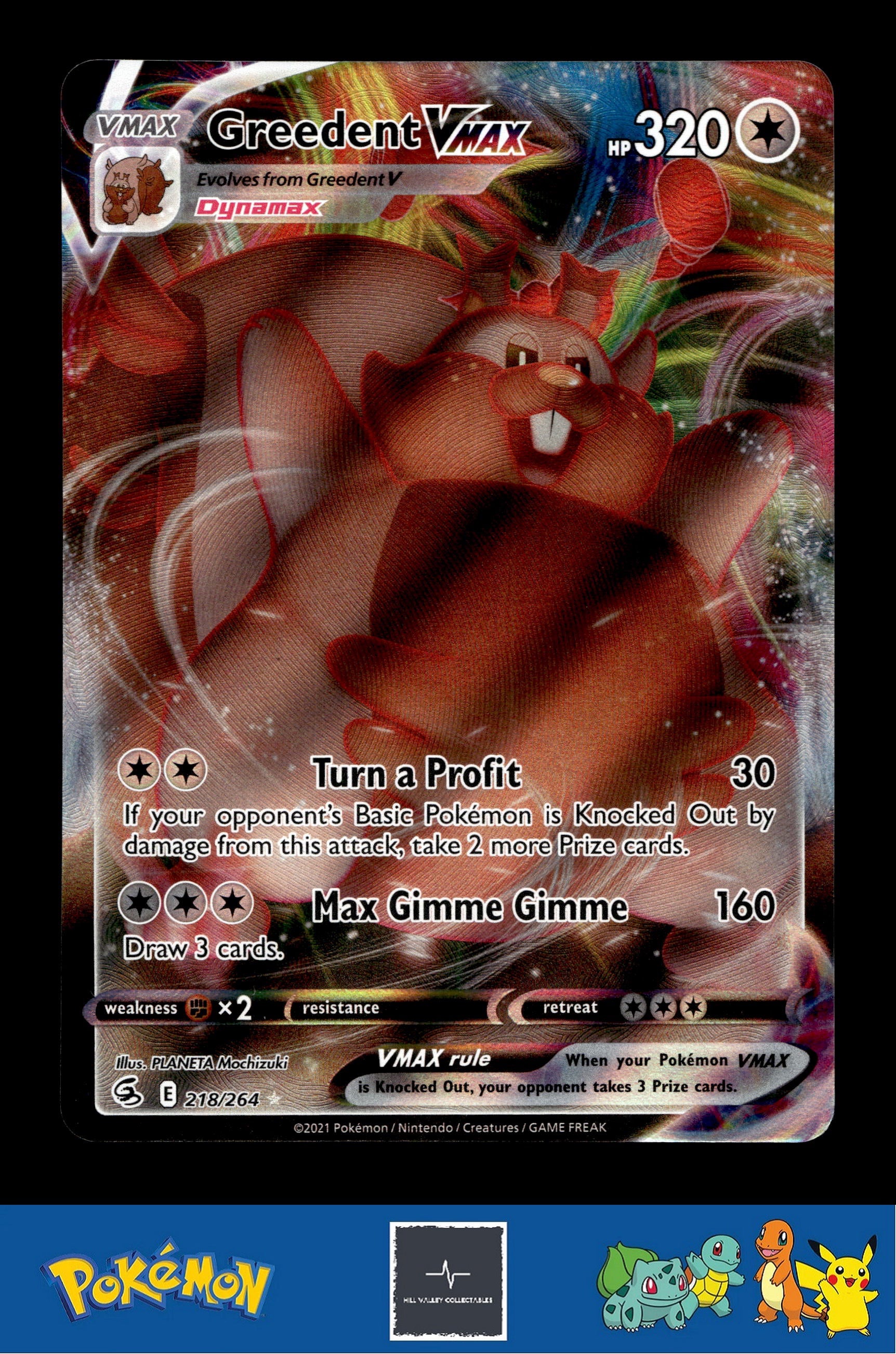 2021 Pokemon SWSH Fusion Strike 218/264 Greedent VMAX