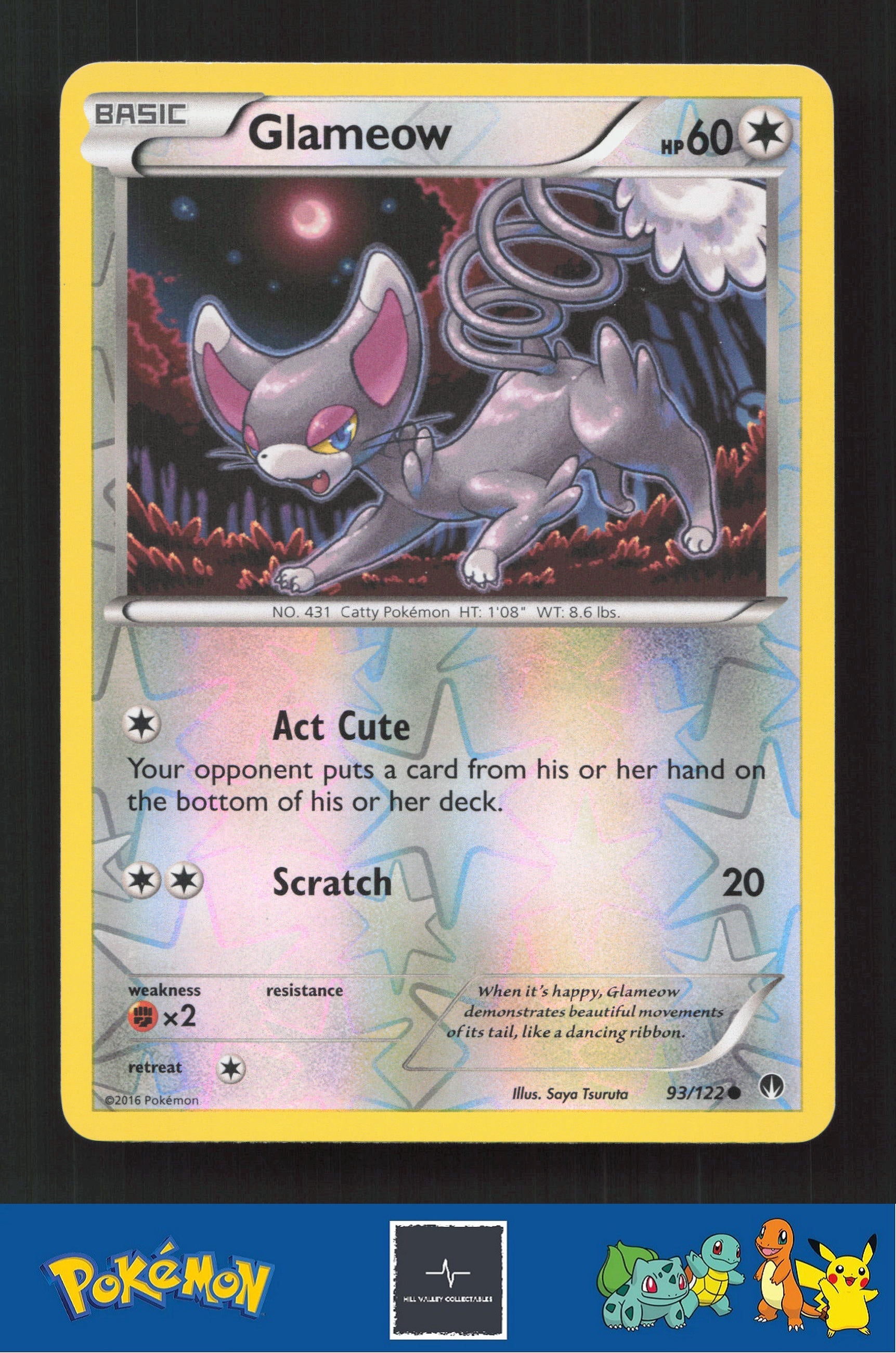 2015 Pokemon XY BREAKpoint 93/122 Glameow Reverse