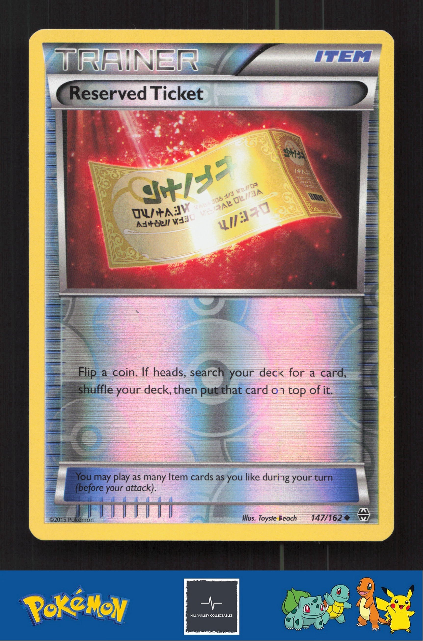 2015 Pokemon XY BREAKthrough 147/162 Reserved Ticket Reverse