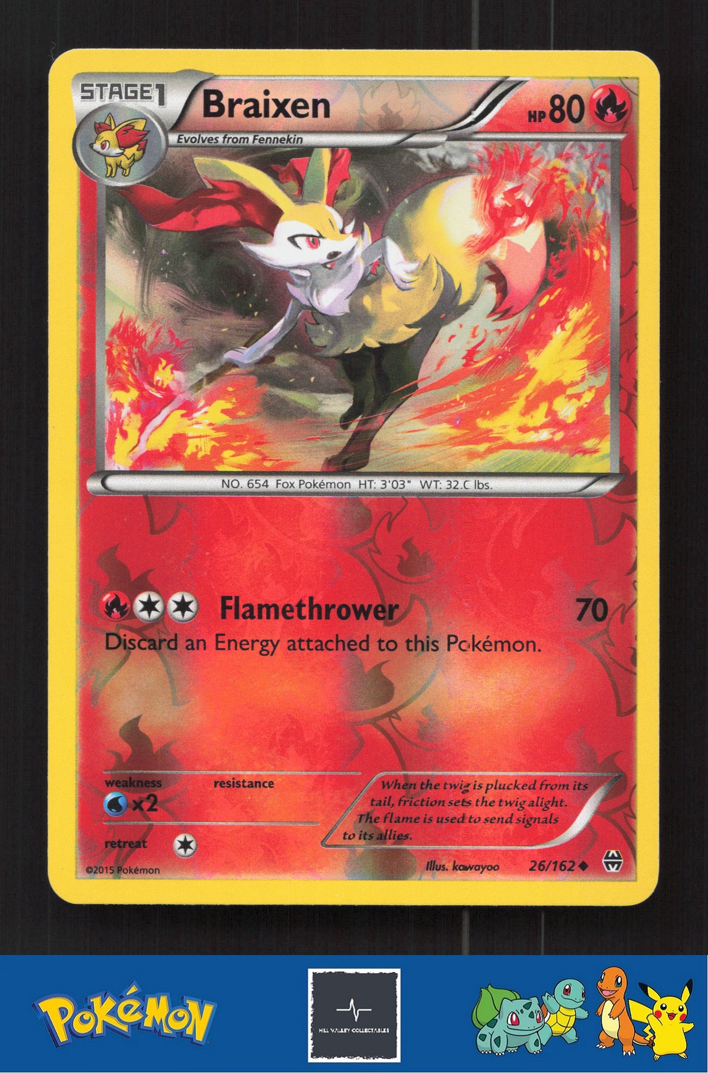 2015 Pokemon XY BREAKthrough 26/162 Braixen Reverse