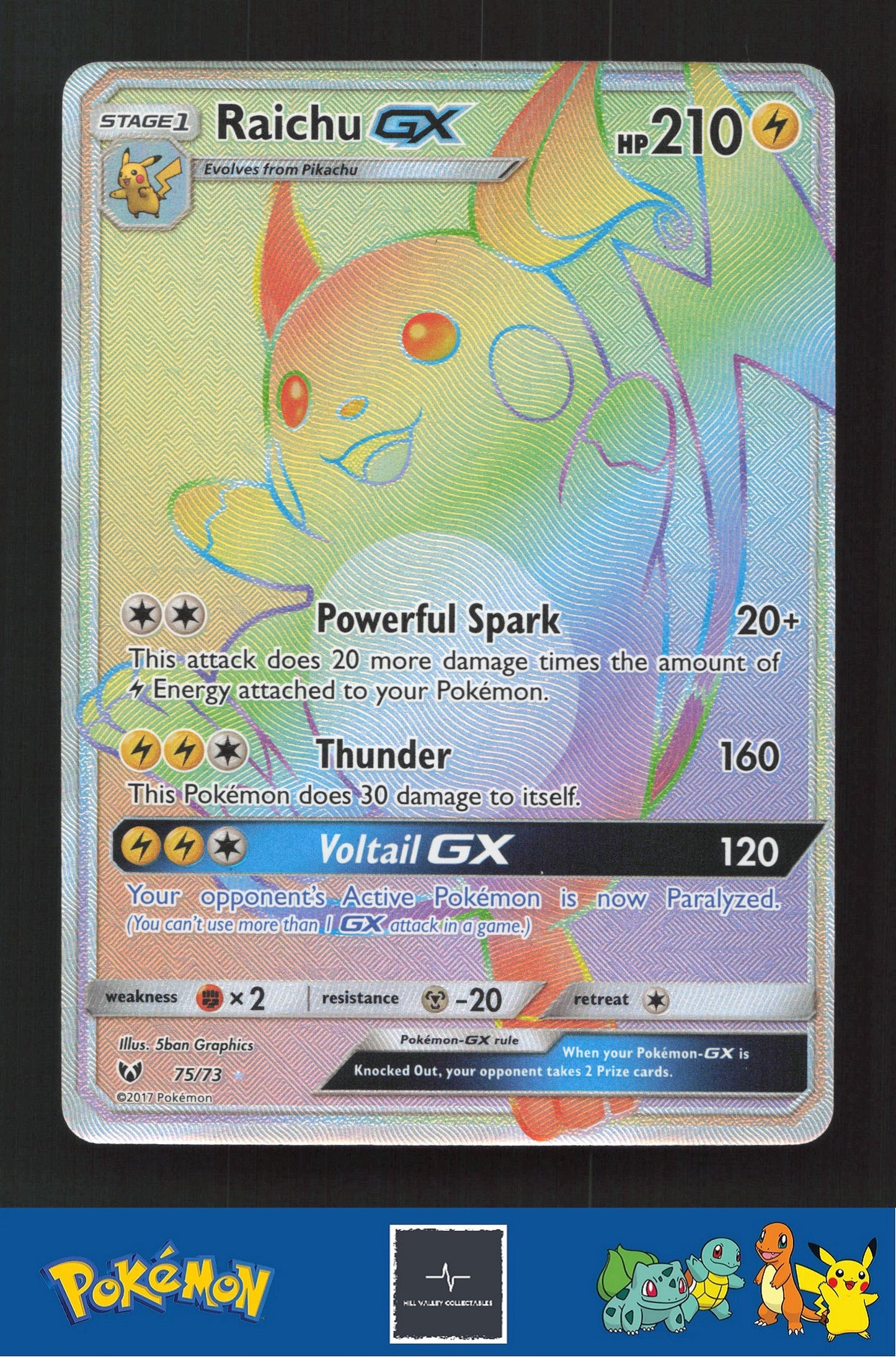 2017 Pokemon SM Shining Legends 75/73 Raichu GX