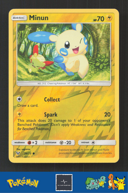 2017 Pokemon SM Shining Legends 34/73 Minun Reverse