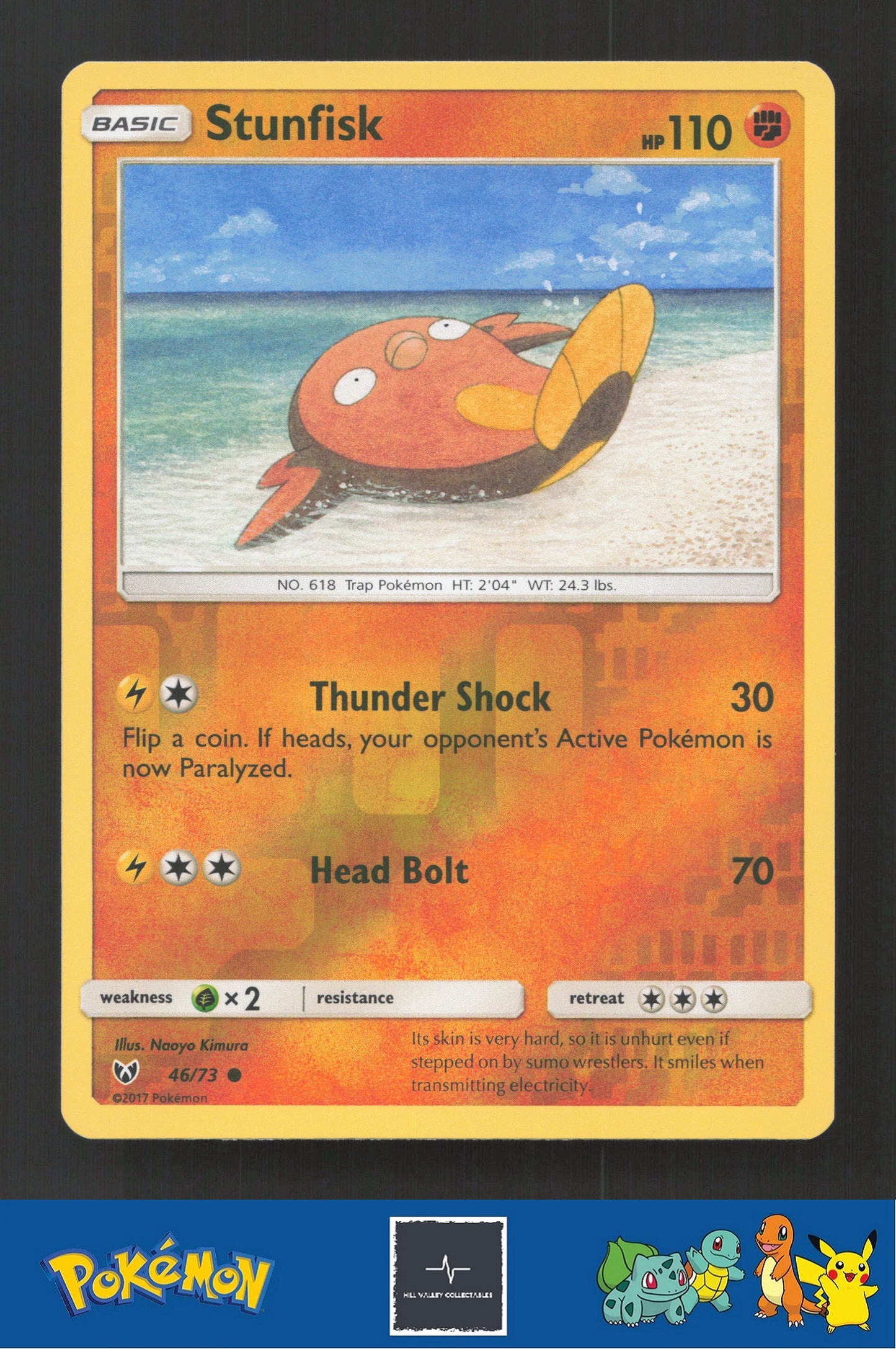 2017 Pokemon SM Shining Legends 46/73 Stunfisk Reverse