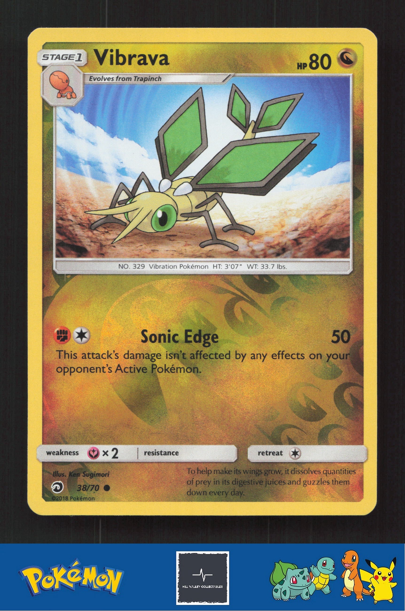 2018 Pokemon SM Dragon Majesty 38/70 Vibrava Reverse