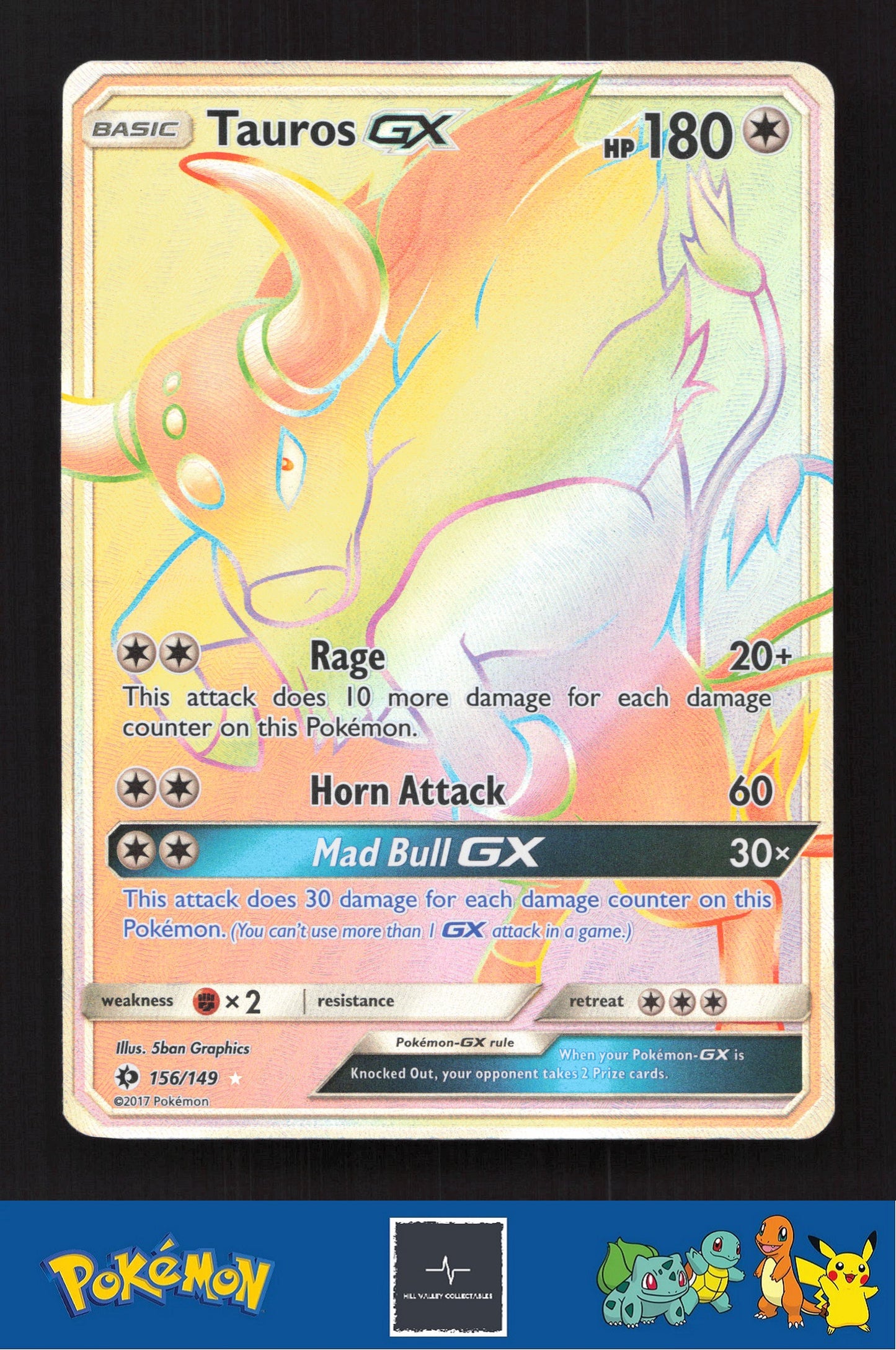 2017 Pokemon SM Sun & Moon Base Set 156/149 Tauros GX