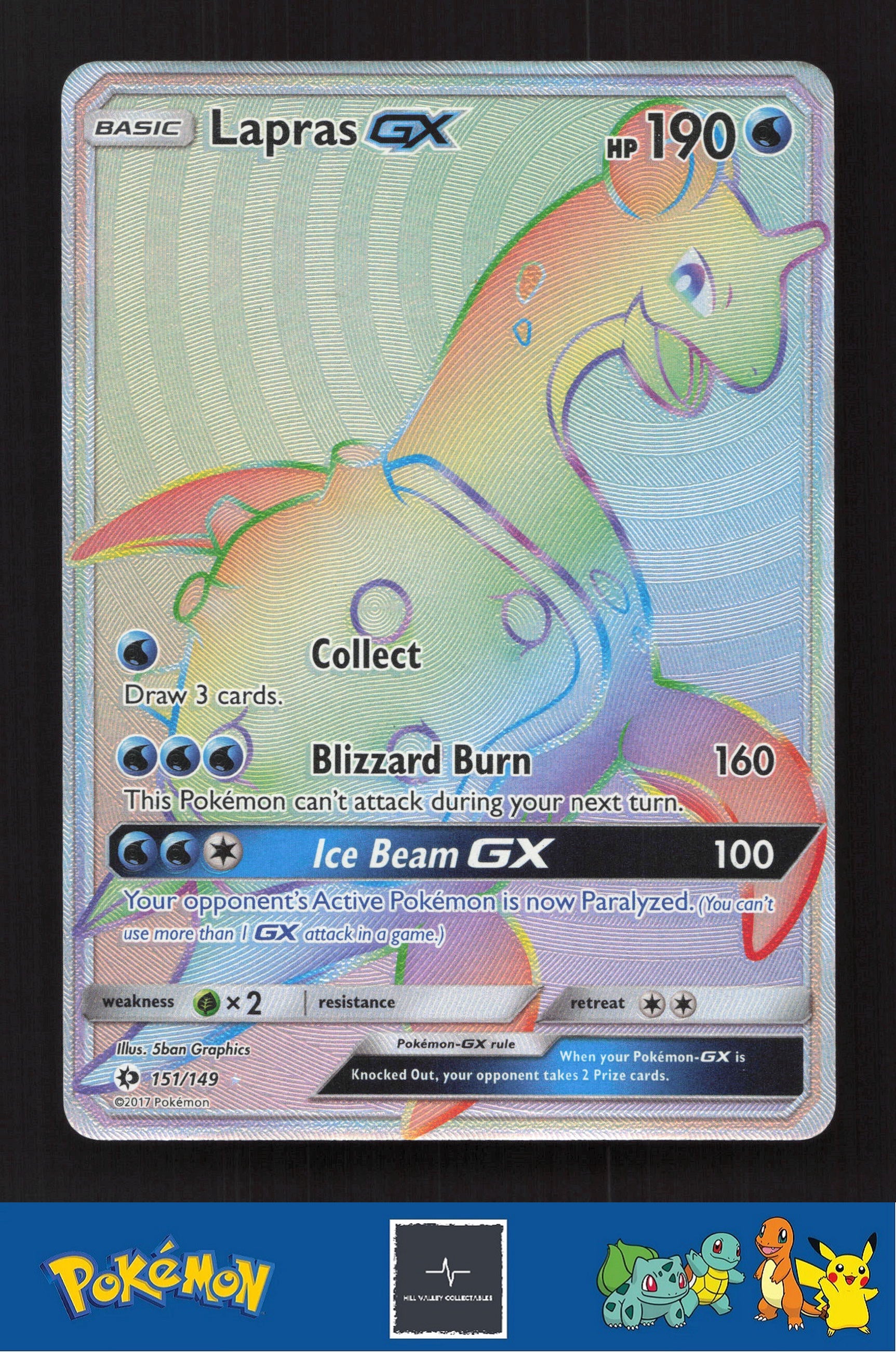 2017 Pokemon SM Sun & Moon Base Set 151/149 Lapras GX