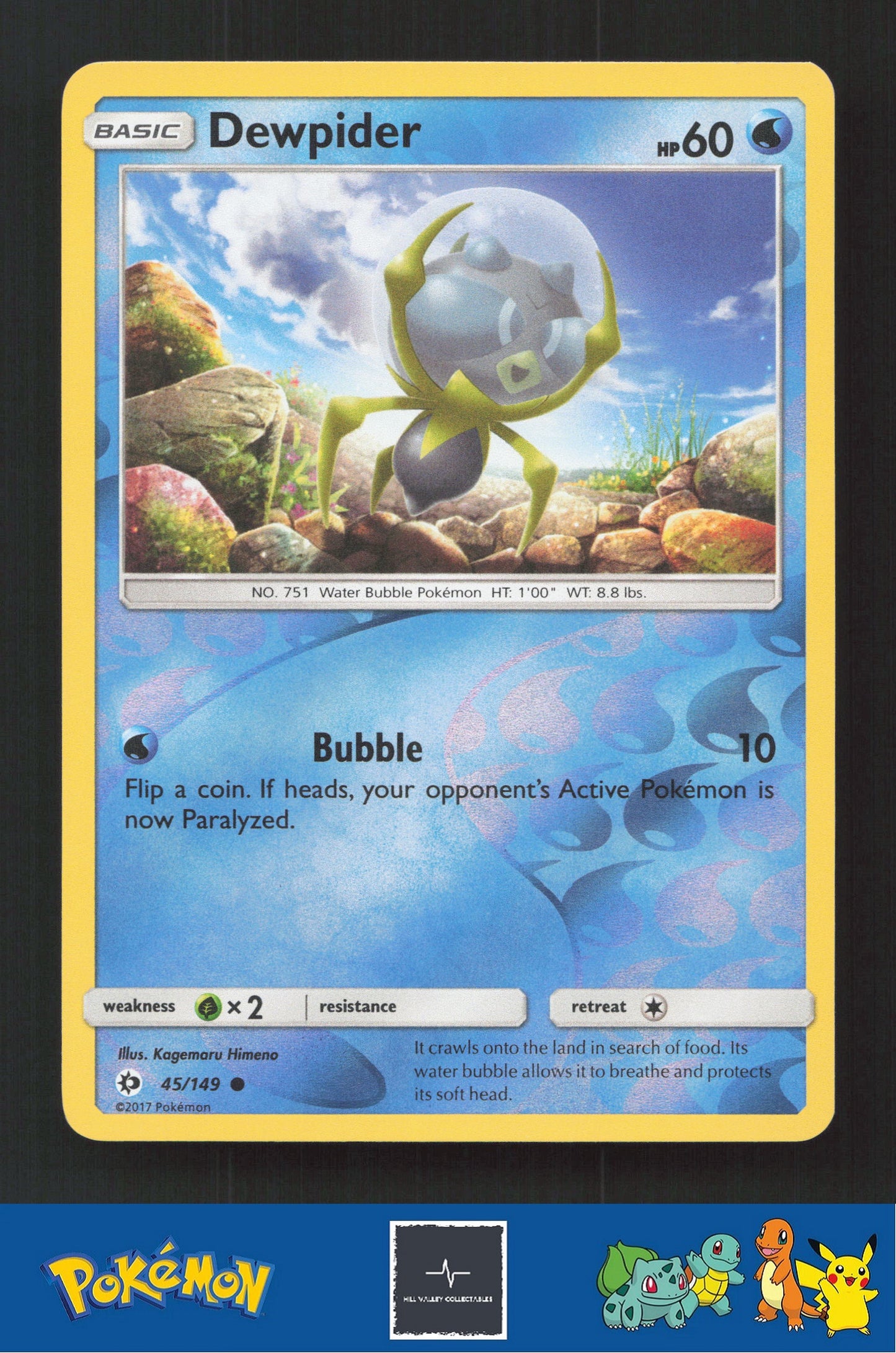 2017 Pokemon SM Sun & Moon Base Set 45/149 Dewpider