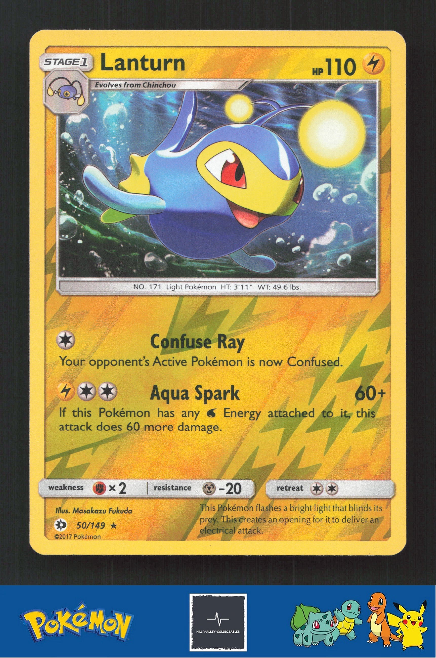 2017 Pokemon SM Sun & Moon Base Set 50/149 Lanturn