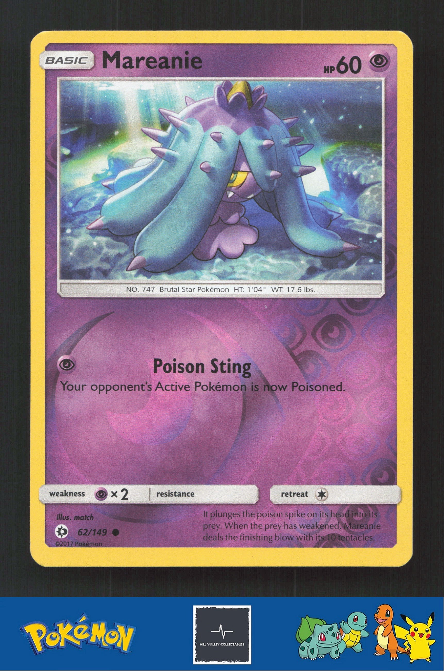 2017 Pokemon SM Sun & Moon Base Set 62/149 Mareanie