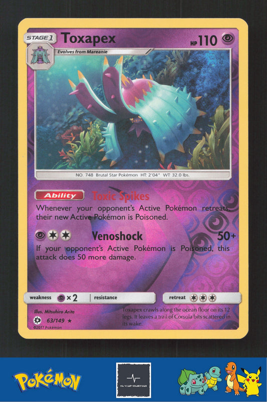 2017 Pokemon SM Sun & Moon Base Set 63/149 Toxapex