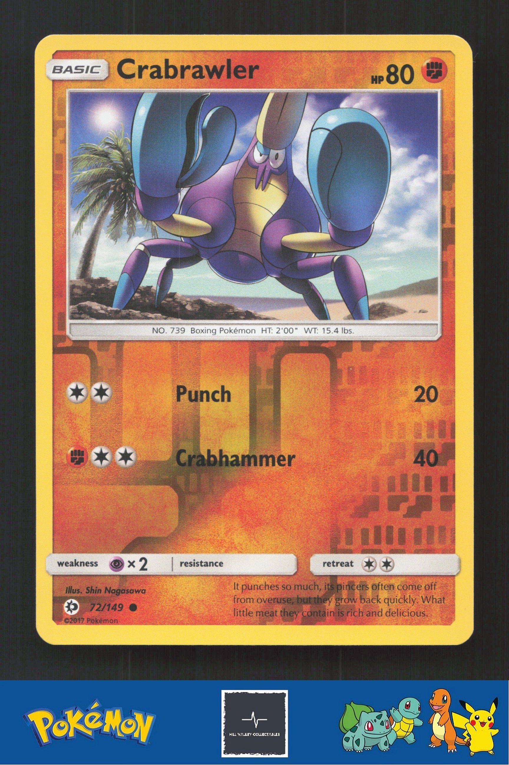 2017 Pokemon SM Sun & Moon Base Set 72/149 Crabrawler