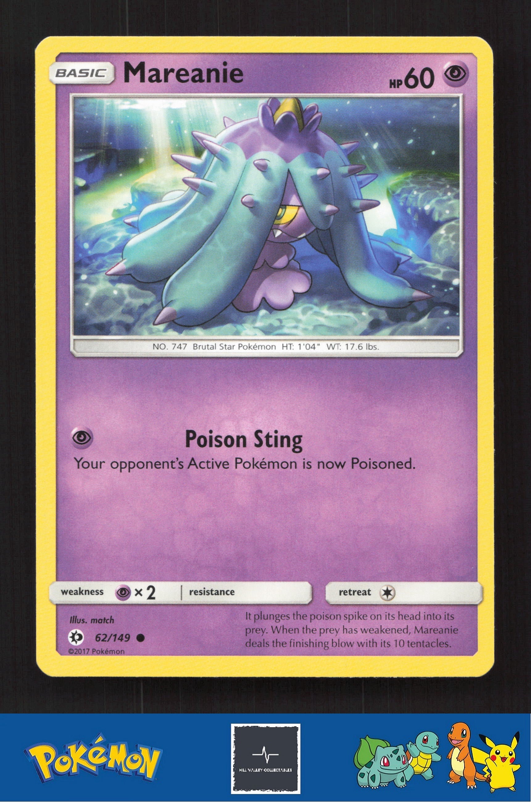 2017 Pokemon SM Sun & Moon Base Set 62/149 Mareanie