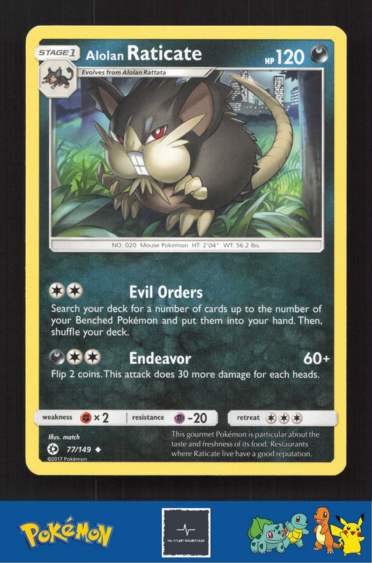 2017 Pokemon SM Sun & Moon Base Set 77/149 Alolan Raticate