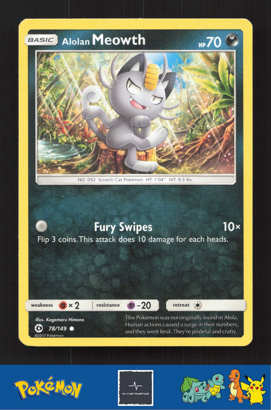 2017 Pokemon SM Sun & Moon Base Set 78/149 Alolan Meowth