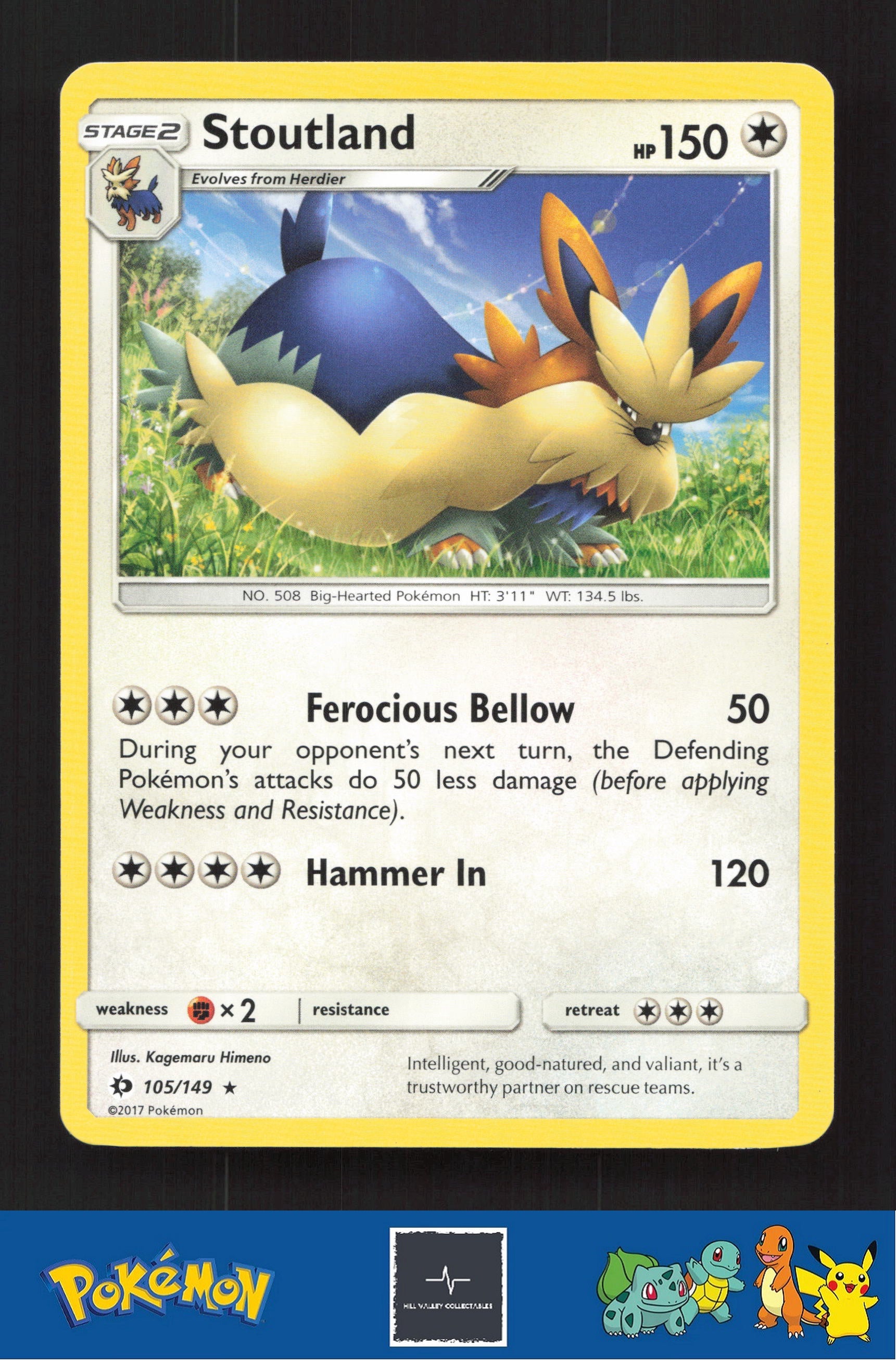 2017 Pokemon SM Sun & Moon Base Set 105/149 Stoutland