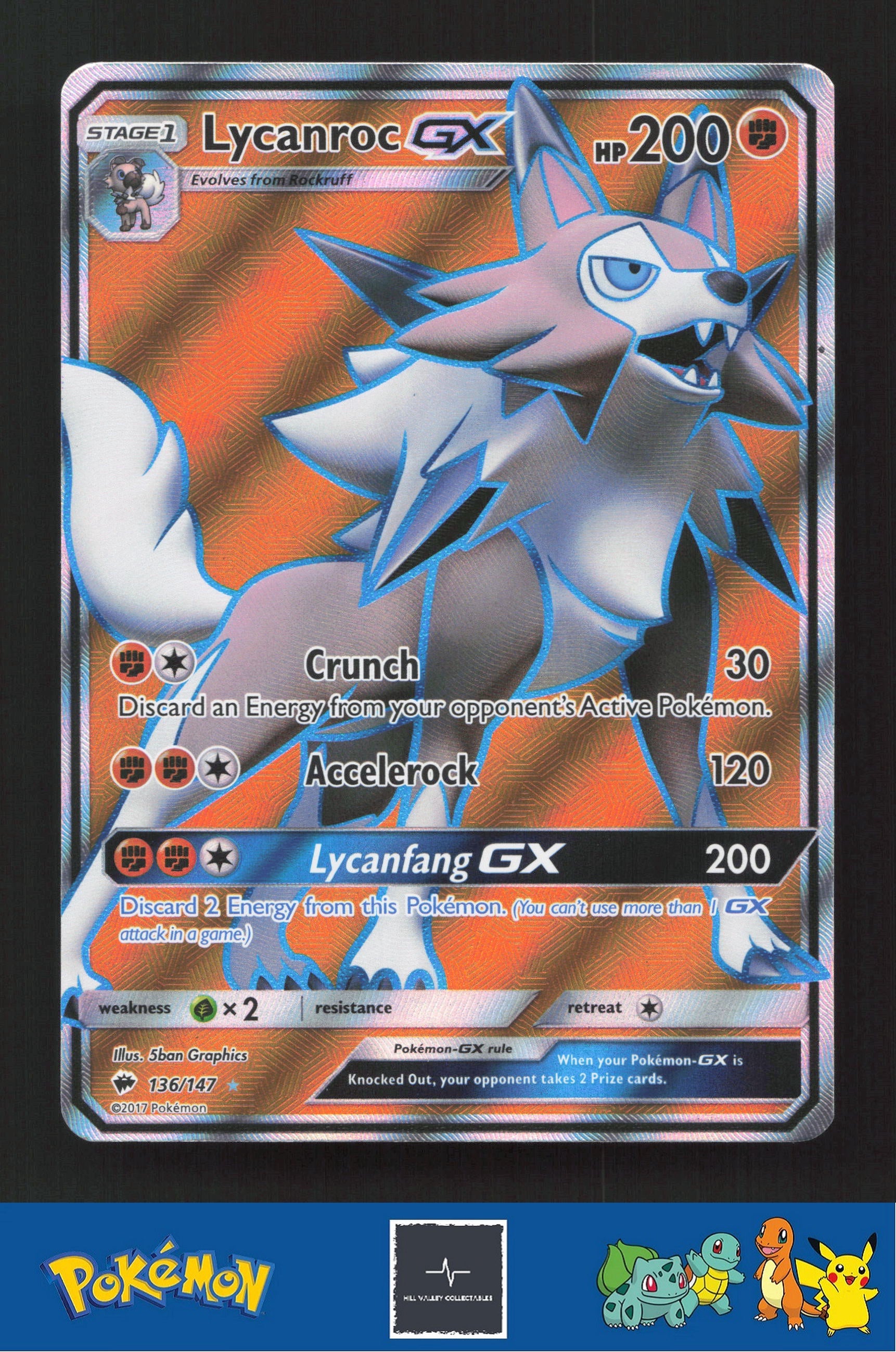 2017 Pokemon SM Burning Shadows 136/147 Lycanroc GX